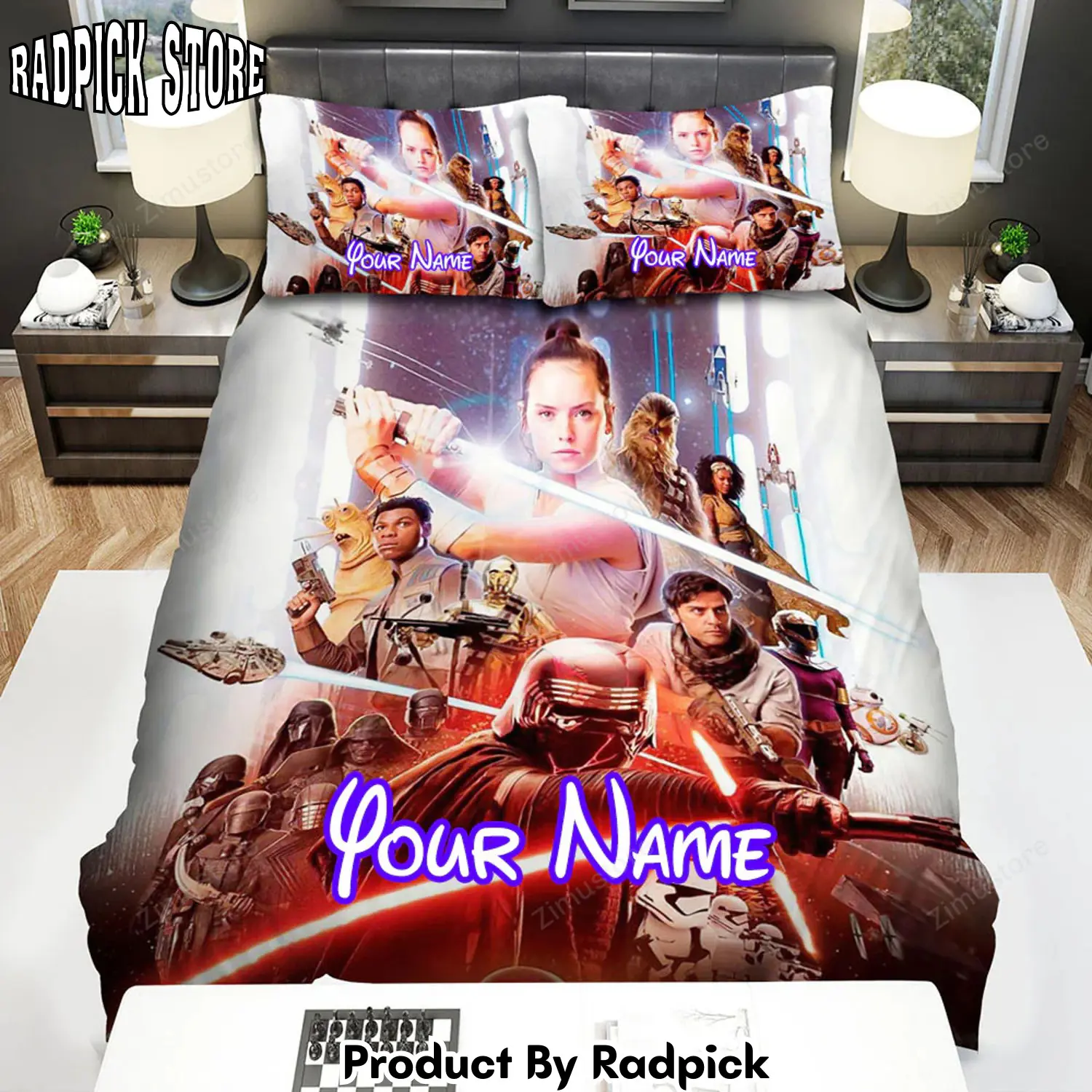 Radpick star wars episode ix the rise of skywalker the gill with sword and iron man scene movie poster bed sheets duvet cover personalized name bedding sets rp3271929